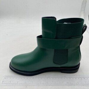 Ankle Boots for Women | Chelsea Style Leather Boots with Block Heel Green Shoes